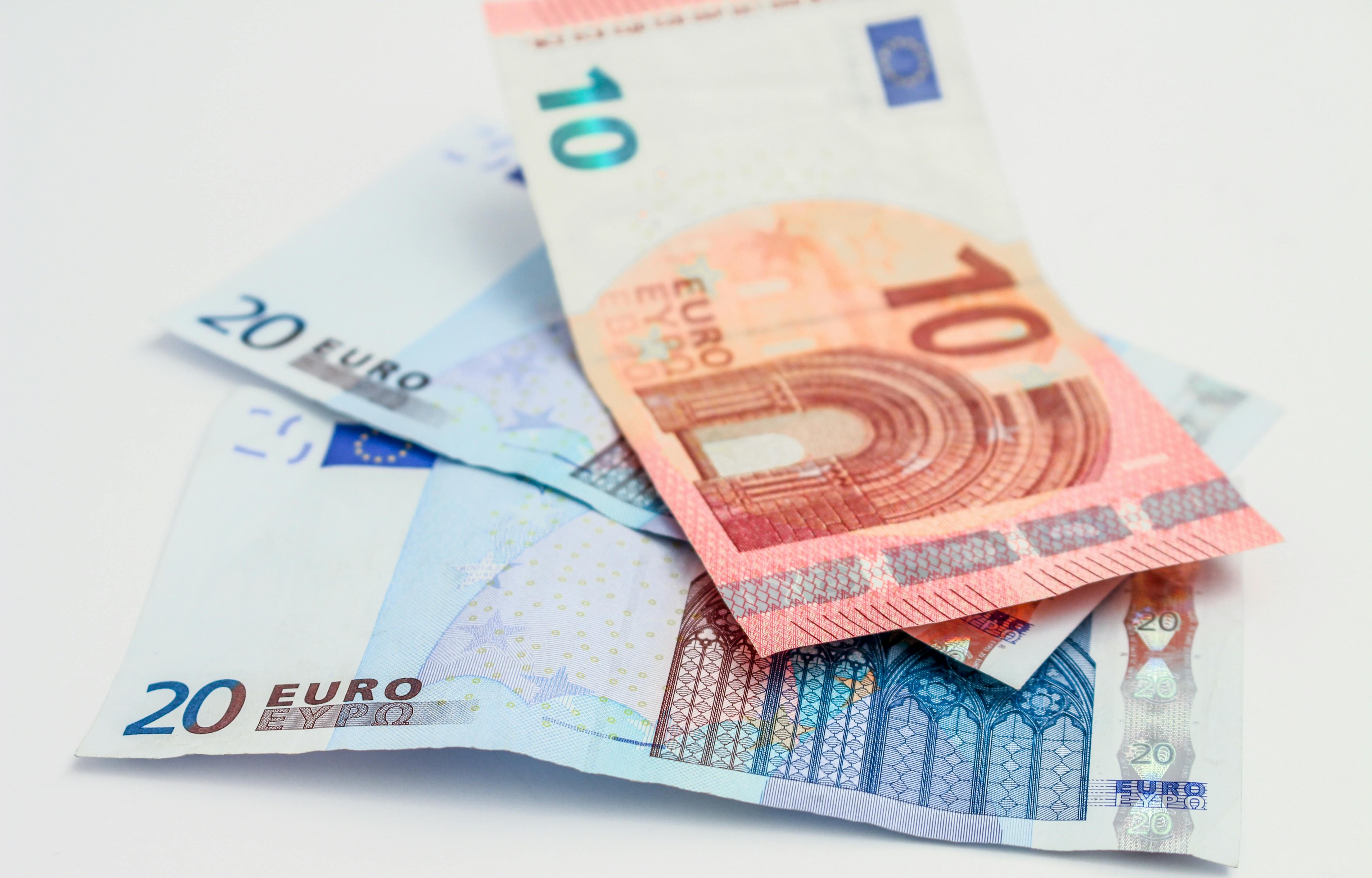 Euro banknotes and coins